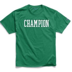 Champion Logo lettering T-Shirt Men’s X-Large Green Crew Neck Tee shirt sleeve